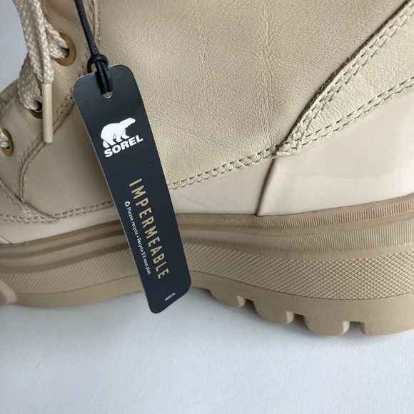 New Sorel Bleached Ceramic Patent Leather Waterproof Combat Boots size 9 - Picture 8 of 15